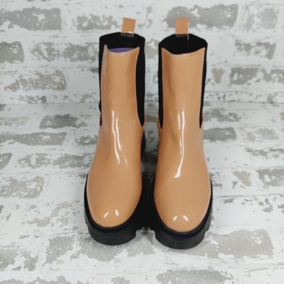 New Open Edit Women Iris Tan Chelsea Platform Ankle Boots D445 - Picture 3 of 12